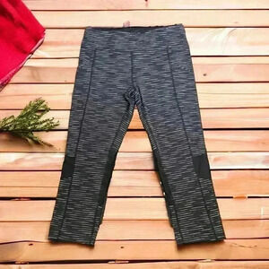 Calvin Klein Black Printed Elastic Waistband Side Pocket Womens Leggings Medium